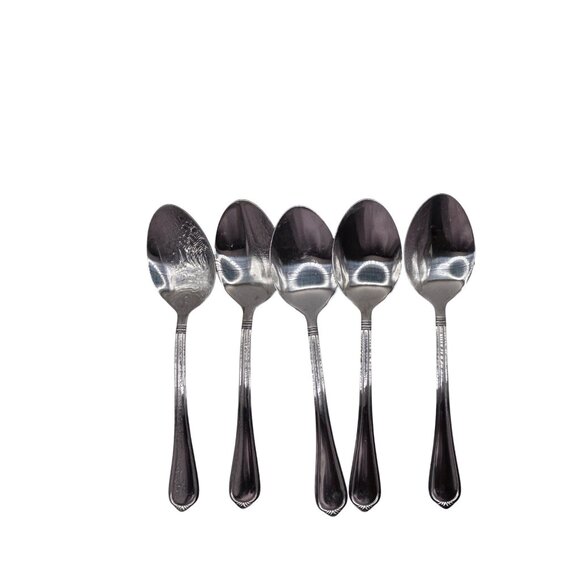 Towle Glossy Silver Vienna Stainless Oval Soup Spoons Set Of 5 flatware - Picture 3 of 4